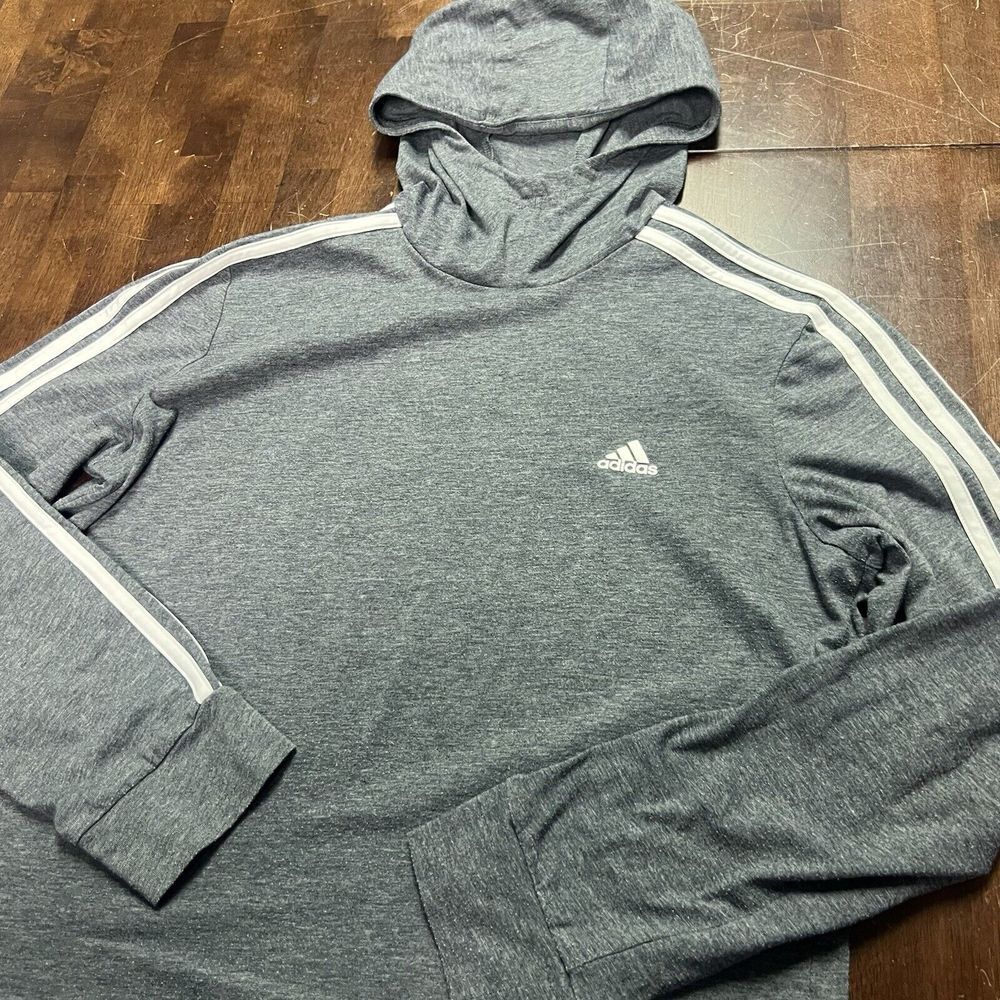 Adidas Hoodie Pullover womens Large Gray Shirt Climalite Lightweight Cowl Neck